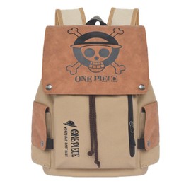 PQKL-party One Piece Backpack One Piece Bag Anime Backpack One Piece Bag Backpack Cosplay Backpack Anime Canvas College Bag Anime School Backpack Printed Flap Daypack, brown