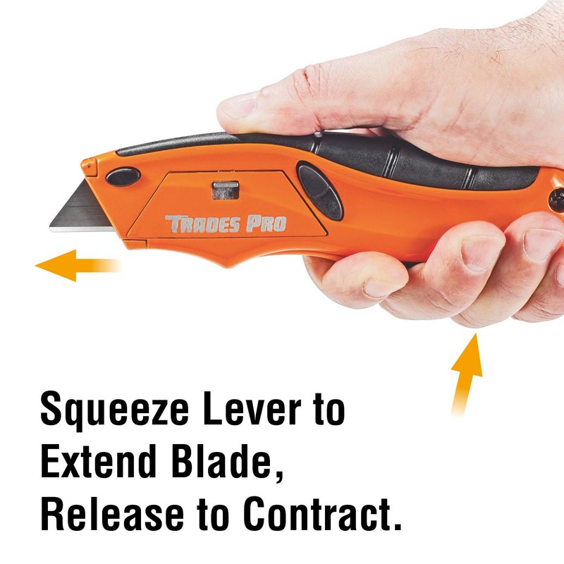 Tradespro Self-Retracting Squeeze Knife – Auto-Retracting Safety Utility Knife with