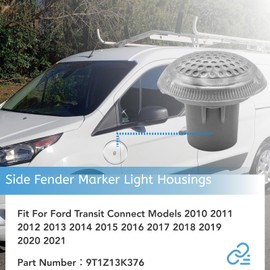 2Pcs Side Fender Marker Light Housings Fit for Ford Transit Connect 2010 2011 2012 2013 2014 2015 2016 2017 2018 2019 2020 2021 Replace 9T1Z13K376 Clear Lens with Sealing Gasket