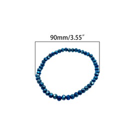 Yidaz 5 Pcs Glass Beaded Bracelets for Women Stackable Layering Stretch Bracelets Boho Bracelet Set(Dark Blue)
