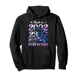 Womens 23rd Birthday Floral Made in 2002 Gifts 23 Years Old Pullover Hoodie