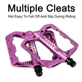 ENLEE Mountain Bike Pedals 9/16" Aluminum Alloy Bicycle Pedals Lightweight Pink 3 Bearing Non-Slip Nylon Fiber Road Bike Pedals for BMX MTB Bike