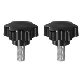 QUARKZMAN Pack of 2 Knurled Screws with Star Handle M12 x 25 mm x 46 mm Star Grip Screw Plastic Knob Stainless Steel 304 Threaded Bolts Clamping Screw Star Grip Nut Clamping Knob for Machine