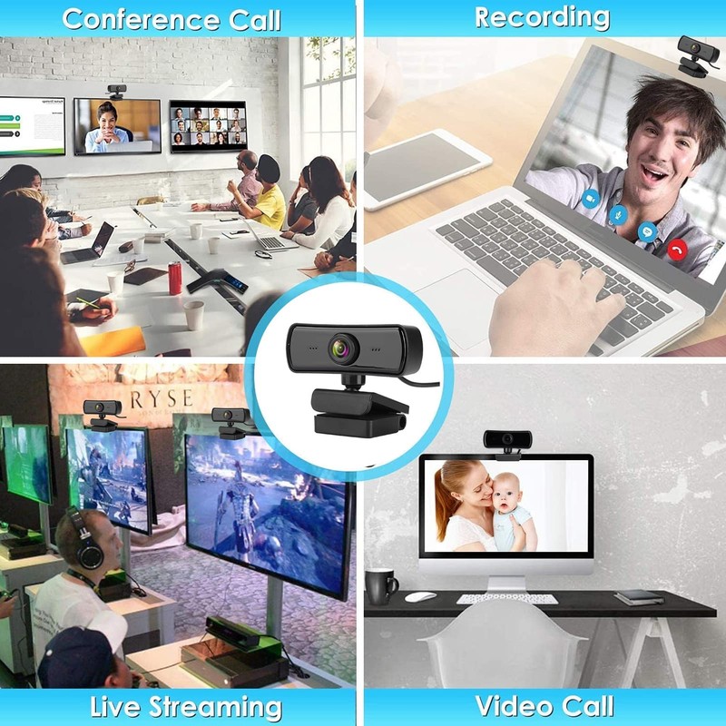 ASHATA HD Webcam USB Camera Built-in Microphone Computer Accessories 4K