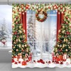 Raoycla Winter Christmas Shower Curtain, Window Snow Scene Glitter Xmas
