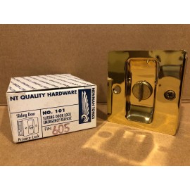 Newman Tonks Pocket Sliding Door Privacy Lock #101 605 POLISHED BRASS