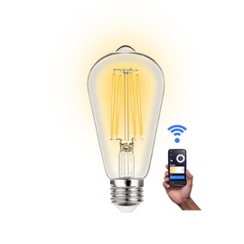 RCA WiFi Smart Light Bulbs | Vintage LED Light Bulb compatible with Google and Alexa Devices for Home | 8W (60W Equivalent) | Control from Anywhere with Smartphone | Dimmable & Tunable | Amber ST21