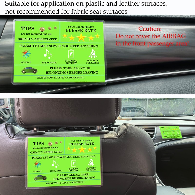 Rideshare Car Sign for Car Driver, 2-Pack Small Size for
