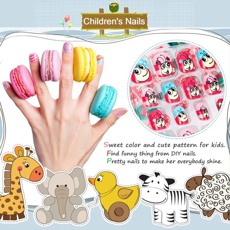 EBANKU Kids Nail Tips Stickers Set, 288 Pieces, 12 Pack,