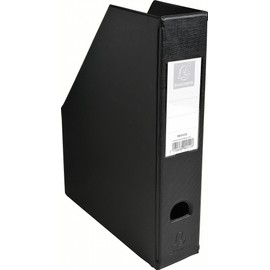 Exacompta - Ref 90151E - PVC Magazine File - Suitable for Storing A4 Documents,70mm Spine, Construction from 2mm Rigid PVC, Finger Hole & Label on Spine -Black