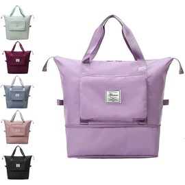 YAMEE Travel Bag Foldable with Large Capacity, Portable Travel Bags, Waterproof Sports Bag with Wet Compartment, Weekender Bag with Expandable Space, Sports Bag, Oxford Fabric Travel Bag, purple,