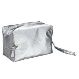 Soft Square Pouch | Lightweight Nylon Cosmetic Pouch & Accessory Bag | 3 Sizes & 3 Colors, Silver, S