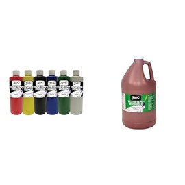 Casafoyer Versatemp Premium Tempera Paints Combo Kit - 6 Pints Assorted Colors & 1 Gallon Brown - Ideal for School Projects & Art Studios