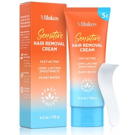 Milakos Hair Removal Cream for Women - 5-Minute Painless Depilatory for Sensitive Skin & Bikini Area - Plant-Based, No-Irritation Formula for Legs, Arms & Underarms