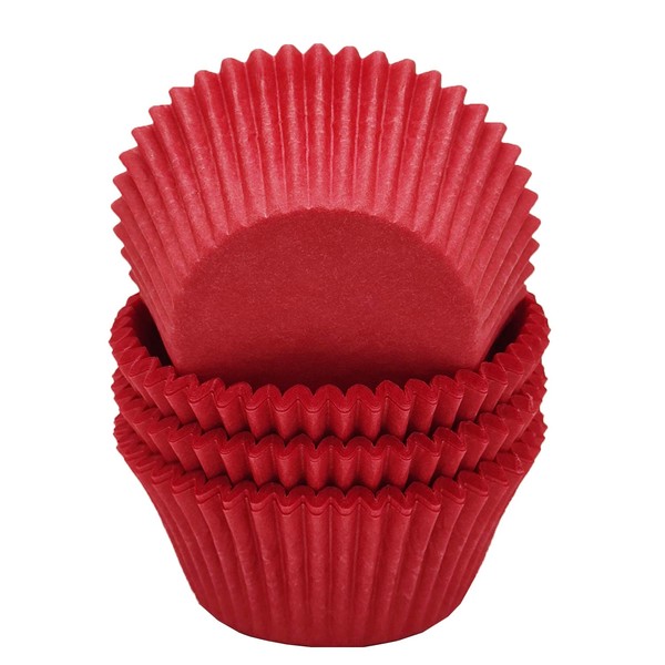 Mombake Premium Red Greaseproof Cupcake Cases Muffin Paper Baking Cups Standard Size, 100-Count