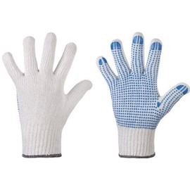 Polyester Knit Gloves with PVC Dots, White