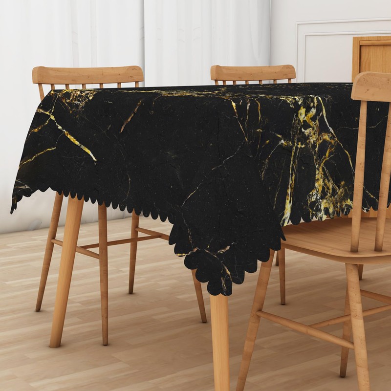 Black and Gold Marble Tablecloth Marble Print Table Cloth for