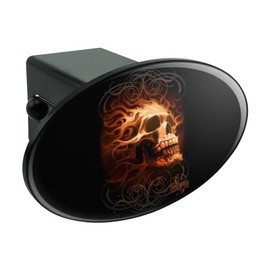 GRAPHICS & MORE Flaming Fire Skull Design Oval Tow Trailer Hitch Cover Plug Insert