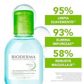 BIODERMA, Agua Micelar, Sébium H2O, Desmaquillante para Piel Grasa, Remueve Impurezas y Controla el brillo, 100ML