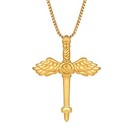 VEXXS Cross Necklace for Men, 18K Real Gold Plated Pendant Necklace with 2mm box chain, Durable No Color Fading Men’s Necklace Chain Urban Fashion Street Wear Gold Chain