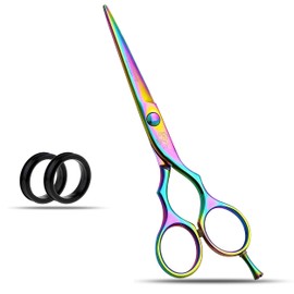 Wishbeauty Professional Hairdressing Scissors - 5.5 inch Hair Scissors for Women & Men - Barber Scissors for Hair Cutting - Sharp Scissor Blades - RightHand Hairdressers Scissors for Salon (Rainbow)