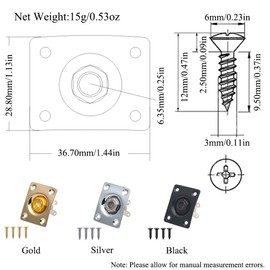 Rectangular Jack Plate for Electric Guitar Bass Black Output Socket Replacement Part Set with Screws Zinc Alloy