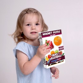 magdum Magnetic Puzzles for Kids ages Fruits&Vegs - Toddler puzzles 3 year old - Baby Puzzles Animals Magnets for Fridge - Large Puzzles for Toddlers - Educational Kids Puzzles Age 3