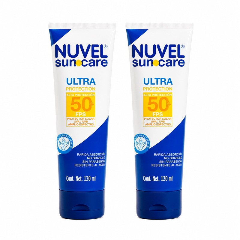 Nuvel Protector Solar Corporal y Facial FPS 50+, 2 Piezas