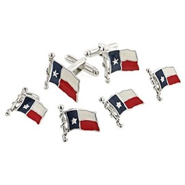 JJ Weston Texas Flag Tuxedo Cufflinks and Shirt Studs. Made in the USA.