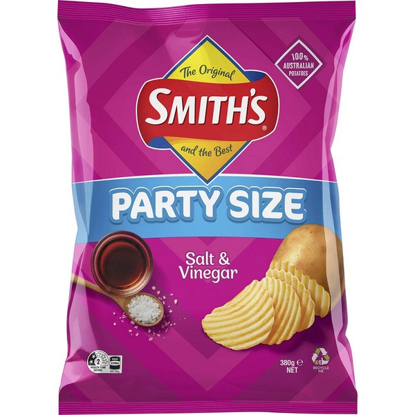 Smiths Crinkle Cut Chips Salt & Vinegar PARTY SIZE 380g