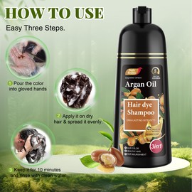 Dark Brown Hair Dye Shampoo 3 in 1 for Women & Men 100% Gray Hair Coverage - Herbal Ingredients Natural Plant Hair Color - Hair Dye in Minutes 500ML