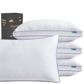 SLEEPDIARY Pillows Standard Size Set of 4,Hotel-Quality Bed Pillows with Zipper for Adjustable Loft, Machine Washable, Down Alternative Filling for Back, Side & Stomach Sleepers, White