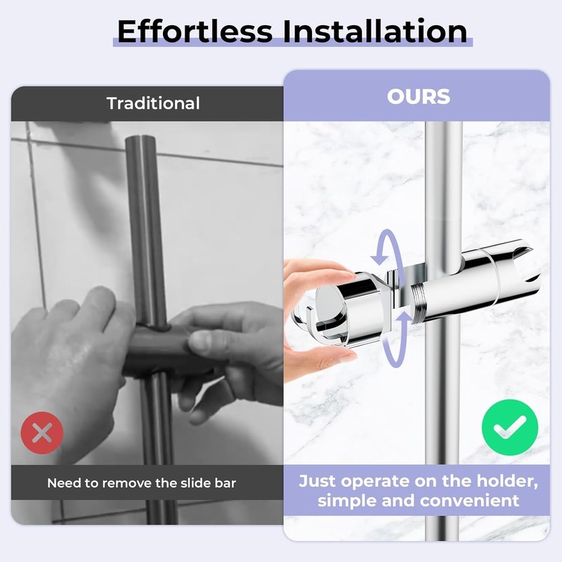 Alyvisun Shower Head Holder with 2 Hooks, Adjustable Shower Holder