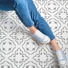 STENCILIT® Malaga Tile Stencil for Painting Floors - Repositionable for a 16x16 Tile - Large Floor Stencils For Painting Concrete - Tile Stencils For Painting Floors