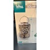 Bliss outdoors large solar lantern brushed silver tropical flower Pattern
