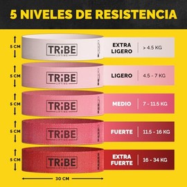 Tribe Lifting ​Bandas de Resistencia para Ejercicio – Ligas para Glúteos y Piernas – Equipo de Gimnasio Portátil para Mujeres y Hombres – Set de Banda