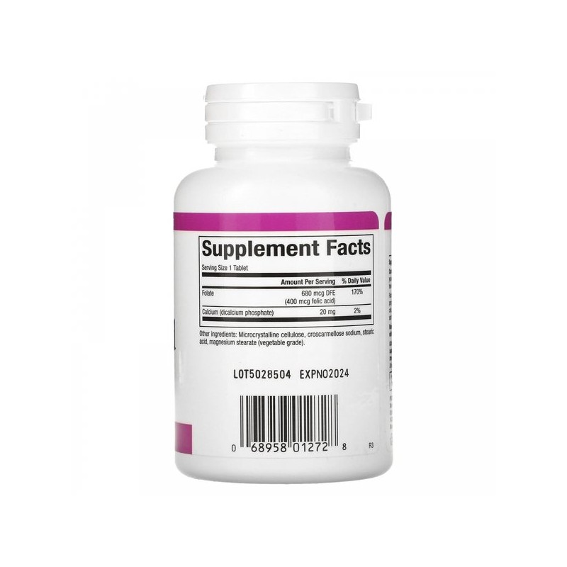 천연 성분, 엽산, 400 mcg, 90 타블렛 Natural Ingredients, Folic
