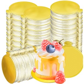 MotBach 300 Pcs Mini Cake Boards 3.5inch Gold Round Cake Circle Base, Mini Round Dessert Circle Base Board, Small Paper Cake Cardboard Mousse Cupcake Bases Plates for Baking Party DIY Wedding Birthday