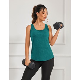 PINSPARK Womens Tank Tops Pack Loose Fit Yoga Shirts Moisture Wicking Racer Back Tank Top Flowy Summer Exercise Tops,Purple/Green Jade L