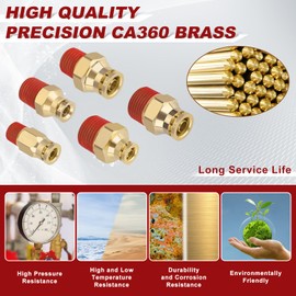 Boeray 50pcs Quick Push to Connect Fittings Brass Male Straight Combination 1/4 3/8 DOT Air Line Fittings Kit 1/4 3/8 Tube Fitting DOT Approved Air Brake System Air Suspension Kit Air Hose Repair Kit