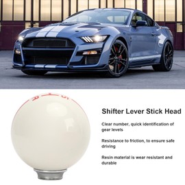 Fydun 5 Speed Gear Knob with Round Ball, Manual Transmission Gear Lever Stick Head Knob for Mustang 1967 to 2018 (White Red)