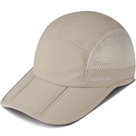 GADIEMKENSD Men's Folding Outdoor Hat, Long Brim, UV Protection, UPF 50+, Khaki
