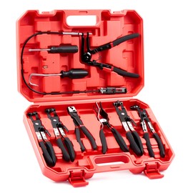 Orion Motor Tech 9pc Hose Clamp Pliers with Flexible Wire Long Reach Swivel Jaw and Flat Band Pliers for Coolant Radiator Heater and Water Hose