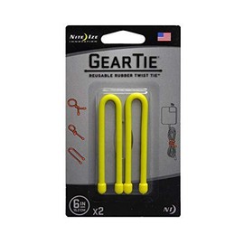Nite Ize Gear Tie 6" Neon Yellow Reusable Rubber Twisty Ties (4-Pack of 2)