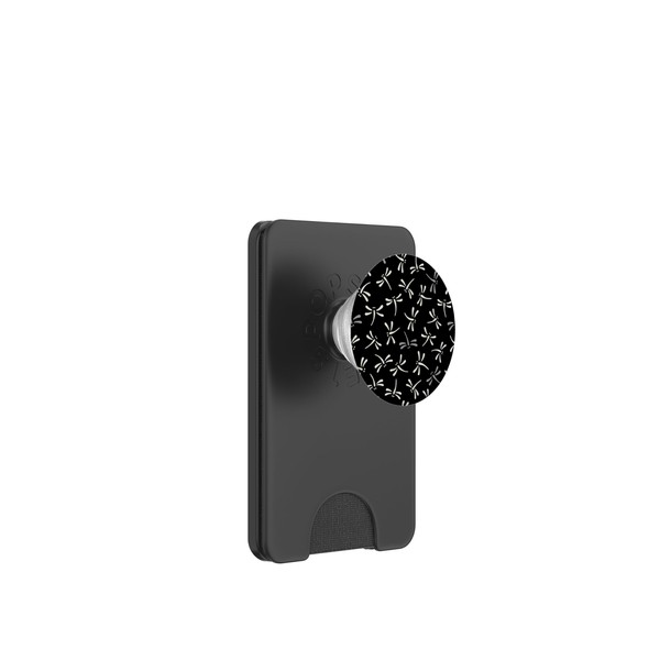 Dragonfly Lovers Wagara Traditional Japanese Pattern Black PopSockets PopWallet for