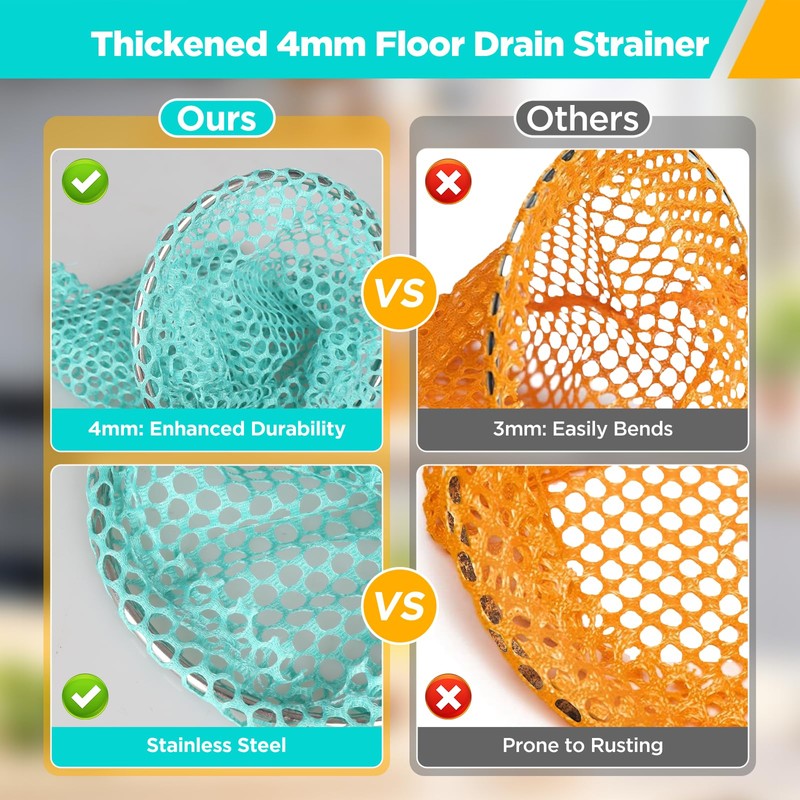 GZBEVITAR Disposable Floor Drain Strainers Mesh, Thickened Stainless Steel Floor