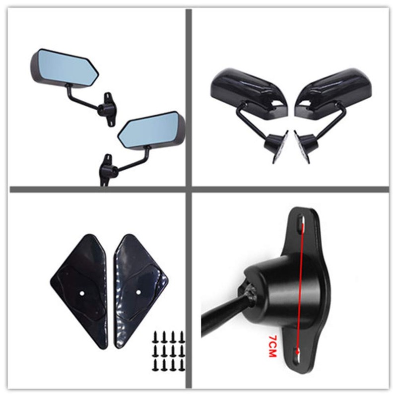 Universal F1 Style Side Mirrors Glossy Black Rear View Mirror