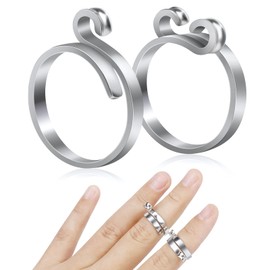 FIVEIZERO 2 Pieces Adjustable Knitting Crochet Loop Ring, Brass Open Yarn Guide Crochet Ring For Faster Knitting Yarn Guide Finger Holder Knitting Thimble For Crocheters,2 Styles(Silver), Brass