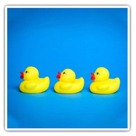 Square Stickers (Set of 2) 10cm - Bath Toy Yellow Duckling Duck Kids Fun Decals for Laptops,Tablets,Luggage,Scrap Booking,Fridges, 16798