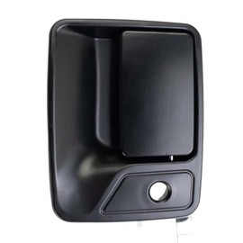 TRQ Metal Reinforced Front Left Exterior Door Handle Black Black, Paint to Match, Plastic & Steel Compatible with 2000-2005 Ford Excursion 1999-2016 F-250 Super Duty F-350 F-450